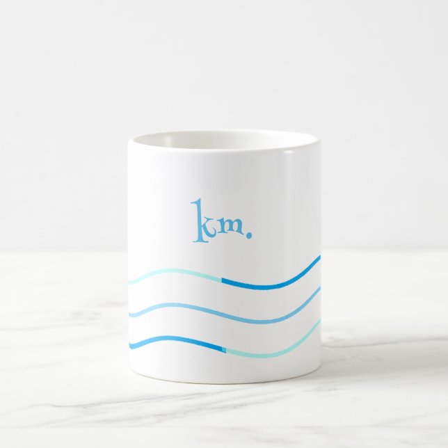 Blue Waves Monogram Coffee Mug (Center)