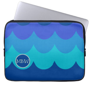 Blue Waves Monogram iPad Case