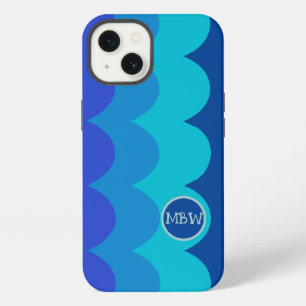 Blue Waves Monogram iPhone Case