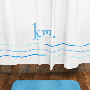 Blue Waves Monogram Shower Curtain