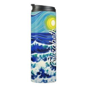 Blue Waves Moon Dancing in the Ocean Thermal Tumbler