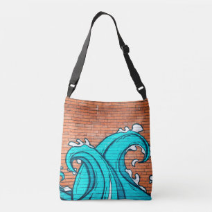 Blue Waves Mural Wall Graffiti Street Art Crossbody Bag