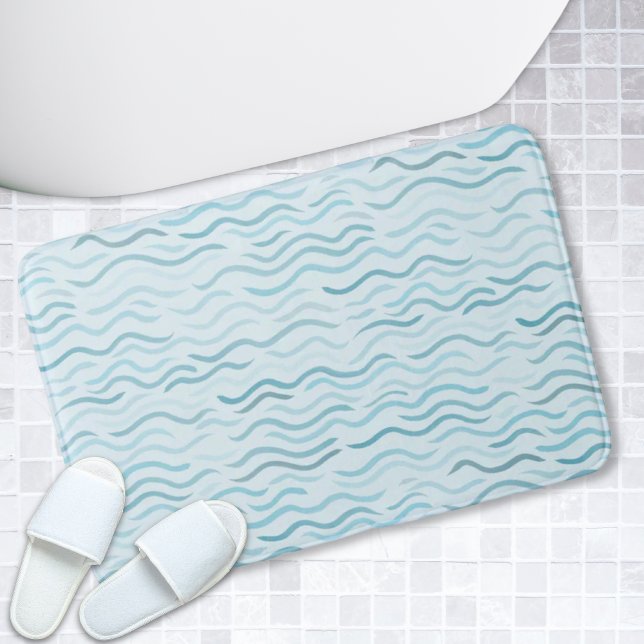 Blue Waves Ocean Bathroom Decor Bath Mat (Blue Waves Ocean Bathroom Decor Bath Mat)