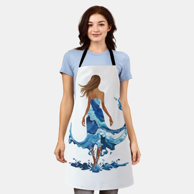 Blue Waves Ocean Girl Apron (Worn)