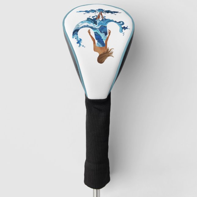 Blue Waves Ocean Girl Golf Head Cover (Front)