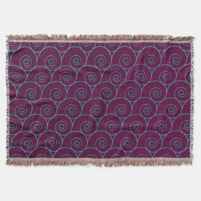 Blue Waves on Purple Throw Blanket (Front)