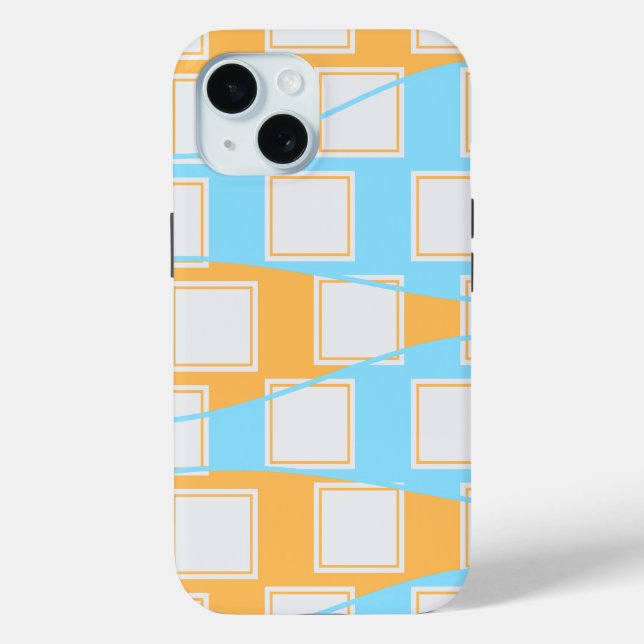 Blue Waves Over White Square Patches  Case-Mate iPhone Case (Back)