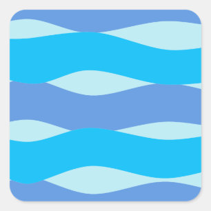 Blue Waves Pattern Square Sticker