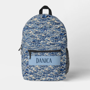 Blue Waves Printed Backpack
