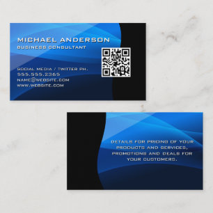 Blue Waves QR Code Business Card