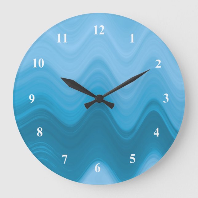Blue waves sea ocean large clock (Front)