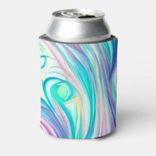 Blue Waves Twirls and Swirls Pattern Can Cooler