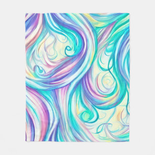 Blue Waves Twirls and Swirls Pattern Fleece Blanket