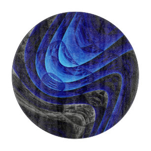 Blue wavy abstract, digital art background. cutting board