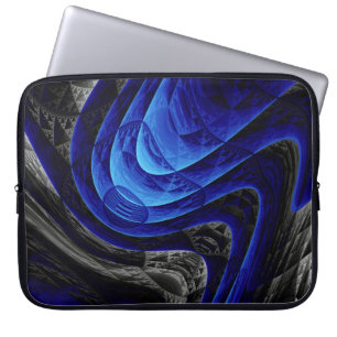 Blue wavy abstract, digital art background. laptop sleeve