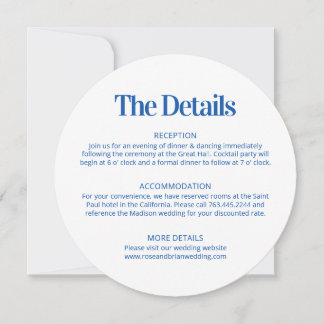 Blue Wavy Cabana Stripes Wedding Enclosure Card
