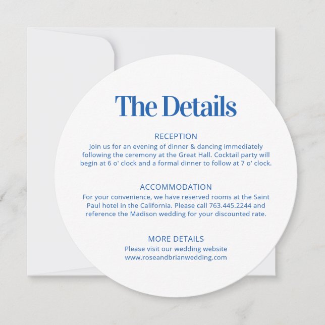 Blue Wavy Cabana Stripes Wedding Enclosure Card (Front)