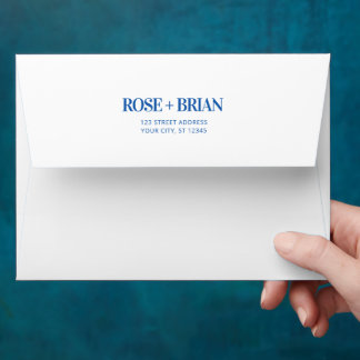 Blue Wavy Cabana Stripes Wedding Envelope