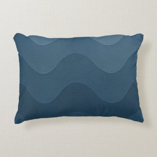 Blue Wavy-Inspired Pattern Decorative Cushion
