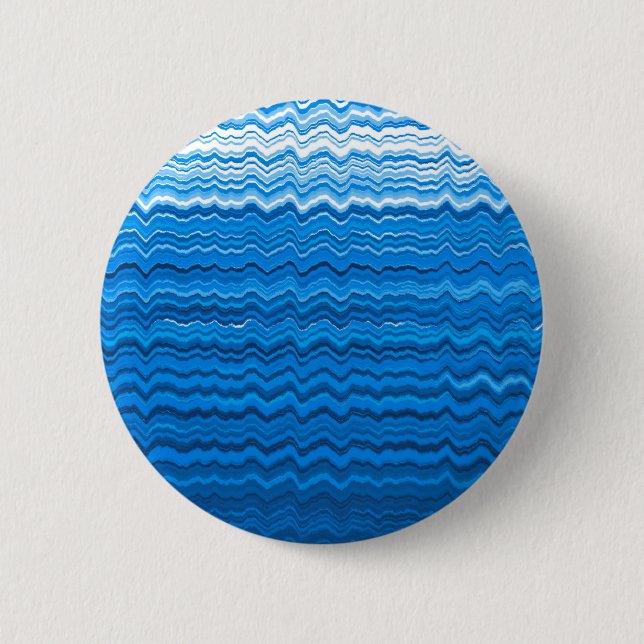 Blue wavy lines pattern 6 cm round badge (Front)