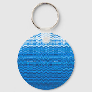 Blue wavy lines pattern key ring