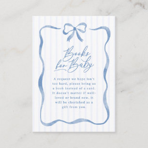 Blue Wavy Ribbon Bow Baby Books for Baby Enclosure Card