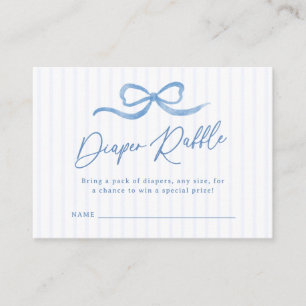 Blue Wavy Ribbon Bow Baby Diaper Raffle Enclosure Card