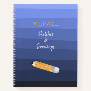 Blue Wavy Shades Personalised Text Notebook