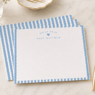 Blue Wavy Striped Stripe Baby Shower Card