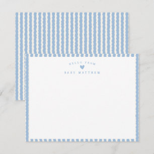 Blue Wavy Striped Stripe Baby Shower Card