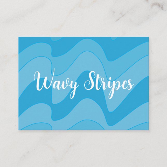 Blue Wavy Stripes  Business Card (Front)