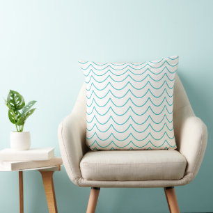 Blue Wavy Stripes Cushion