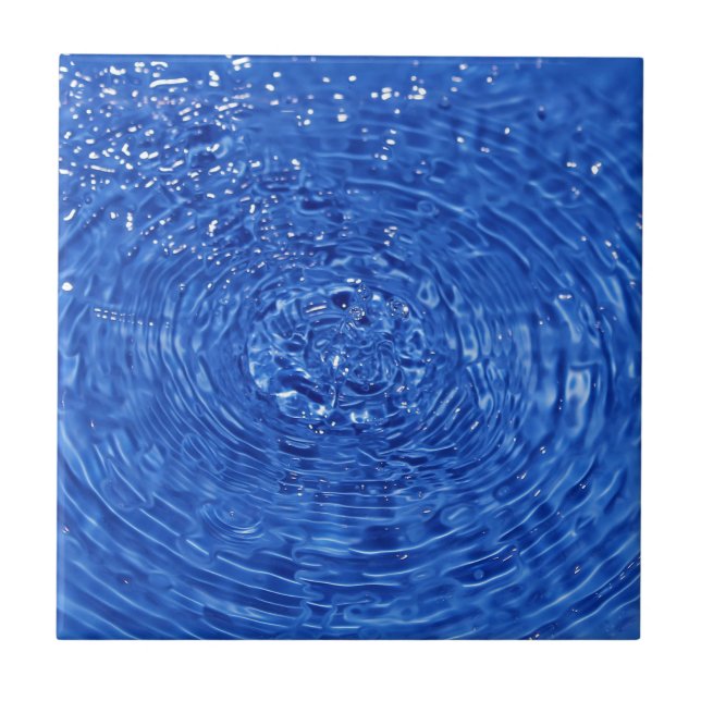 Blue wavy water design ceramic tile (Front)