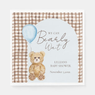 Blue We Can Bearly Wait Boy Baby Shower  Napkin