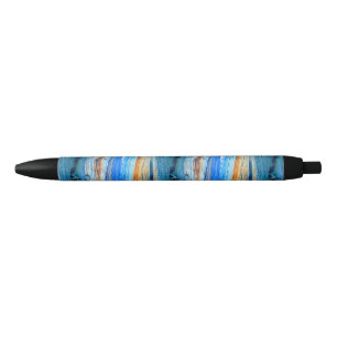 blue weathered juniper wood black ink pen