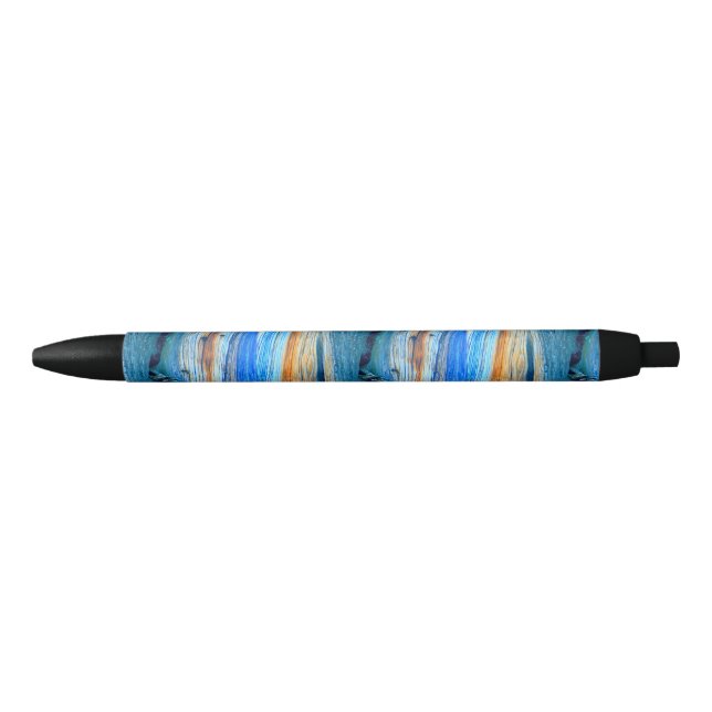 blue weathered juniper wood black ink pen (Front)