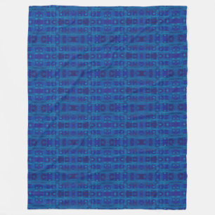 Blue weave, abstract geometric pattern, hand drawn fleece blanket