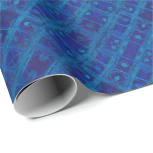 Blue weave, abstract geometric pattern, hand drawn wrapping paper
