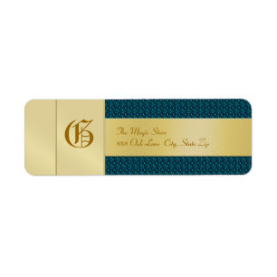 Blue Weave Monogram Business Address Label Return Address Label