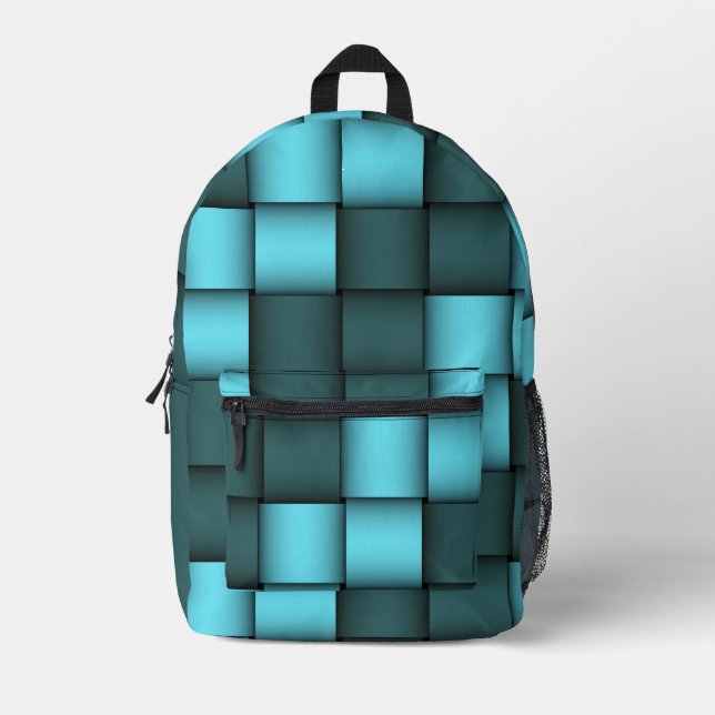 Blue Weave Pattern Backpack (Front)