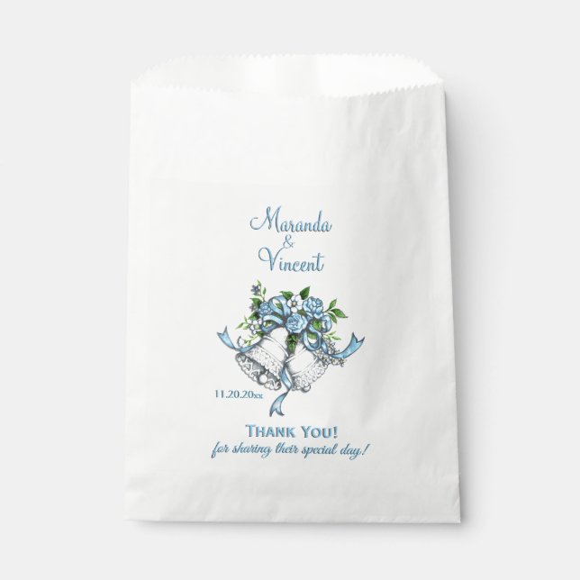 Blue Wedding Bells Favour Bag (Front)