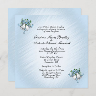 Blue Wedding Bells Invitation
