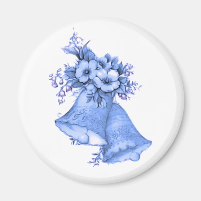 Blue Wedding Bells Magnet (Front)