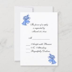 Blue Wedding Bells Personalised RSVP Card