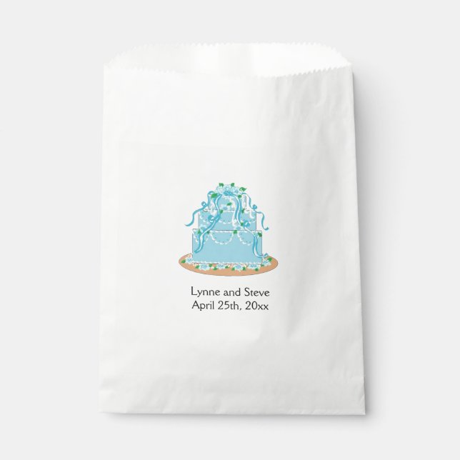 Blue Wedding Cake Favour Bag (Front)