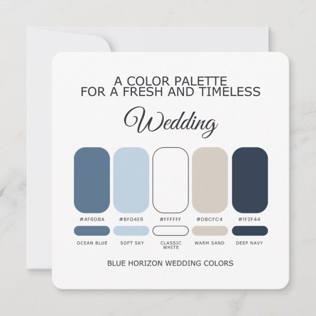 Blue Wedding Color Palette for Timeless Weddings Invitation (Front)