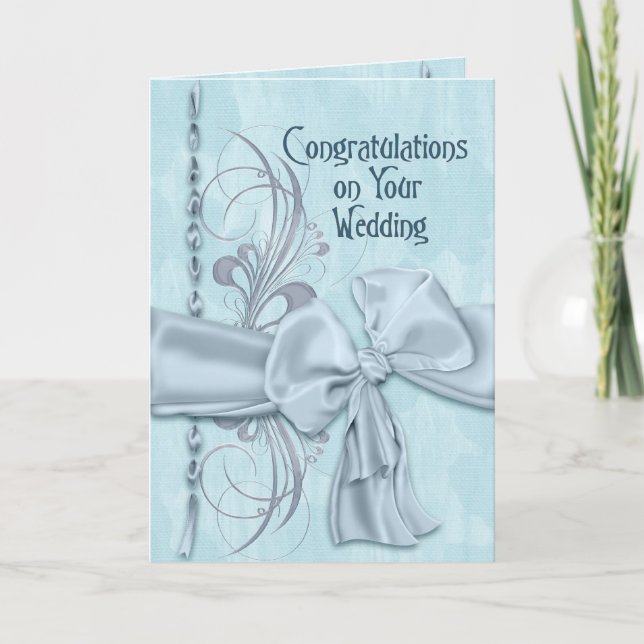 Blue Wedding Congratulations Card (Front)