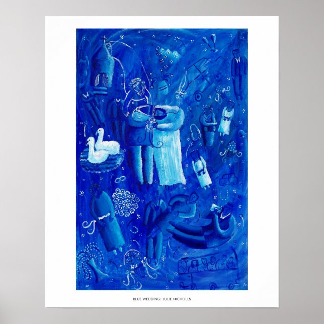 Blue Wedding Contemporary Painting Art Print (Front)