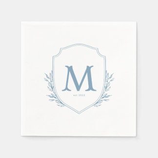 Blue Wedding Crest Cocktail Napkins