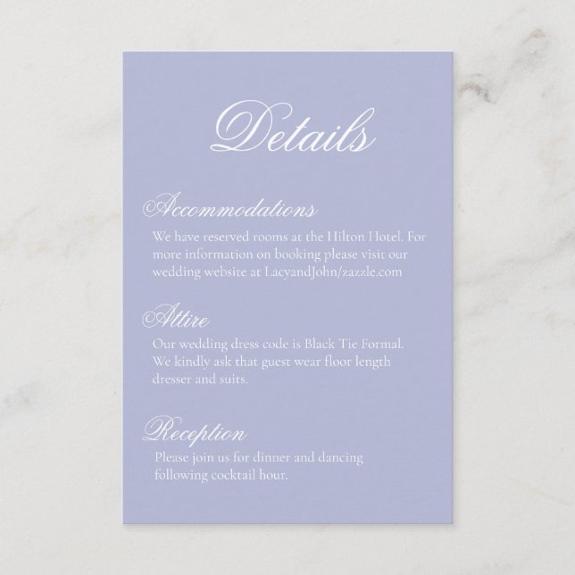 Blue Wedding Details Card (Front)